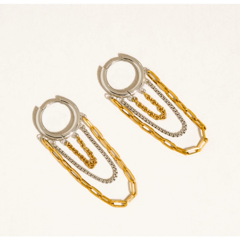 The Sloane Earrings – 18K Gold Non-Tarnish Mixed Metal Multi Chain Drop Earrings