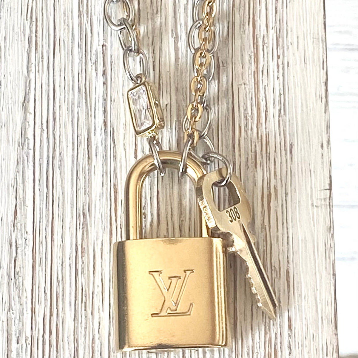 The Georgian Necklace — Repurposed LV Lock Mixed Metal Necklace