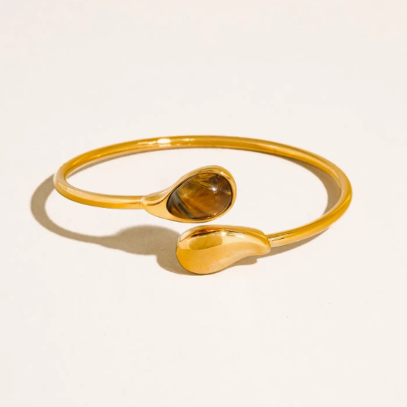 The Camille Cuff – 18K Gold Non-Tarnish Open Stone Bracelet