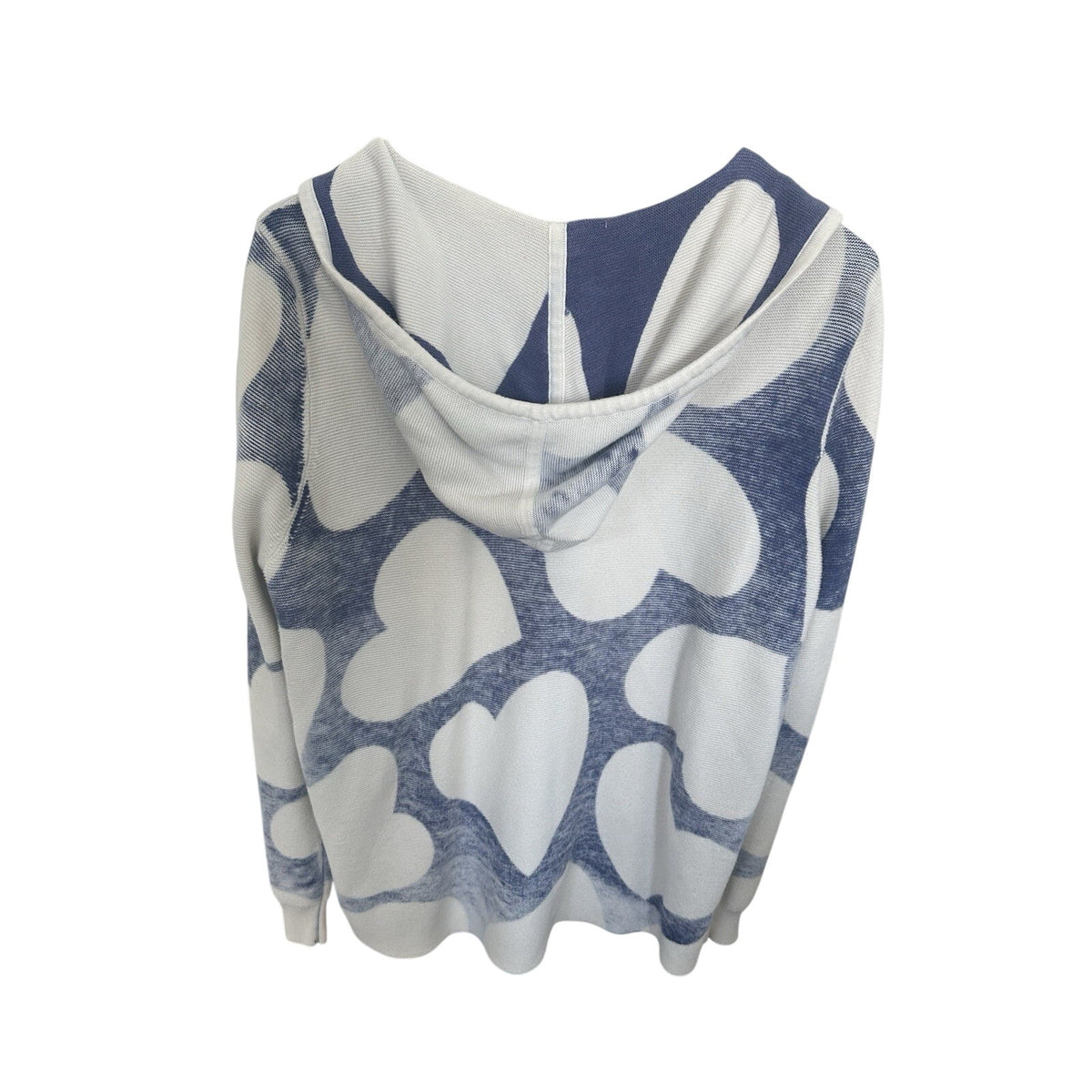 FDJ French Dressing Jeans Women’s Blue/White Heart Full Zip Hoodie Knit L
