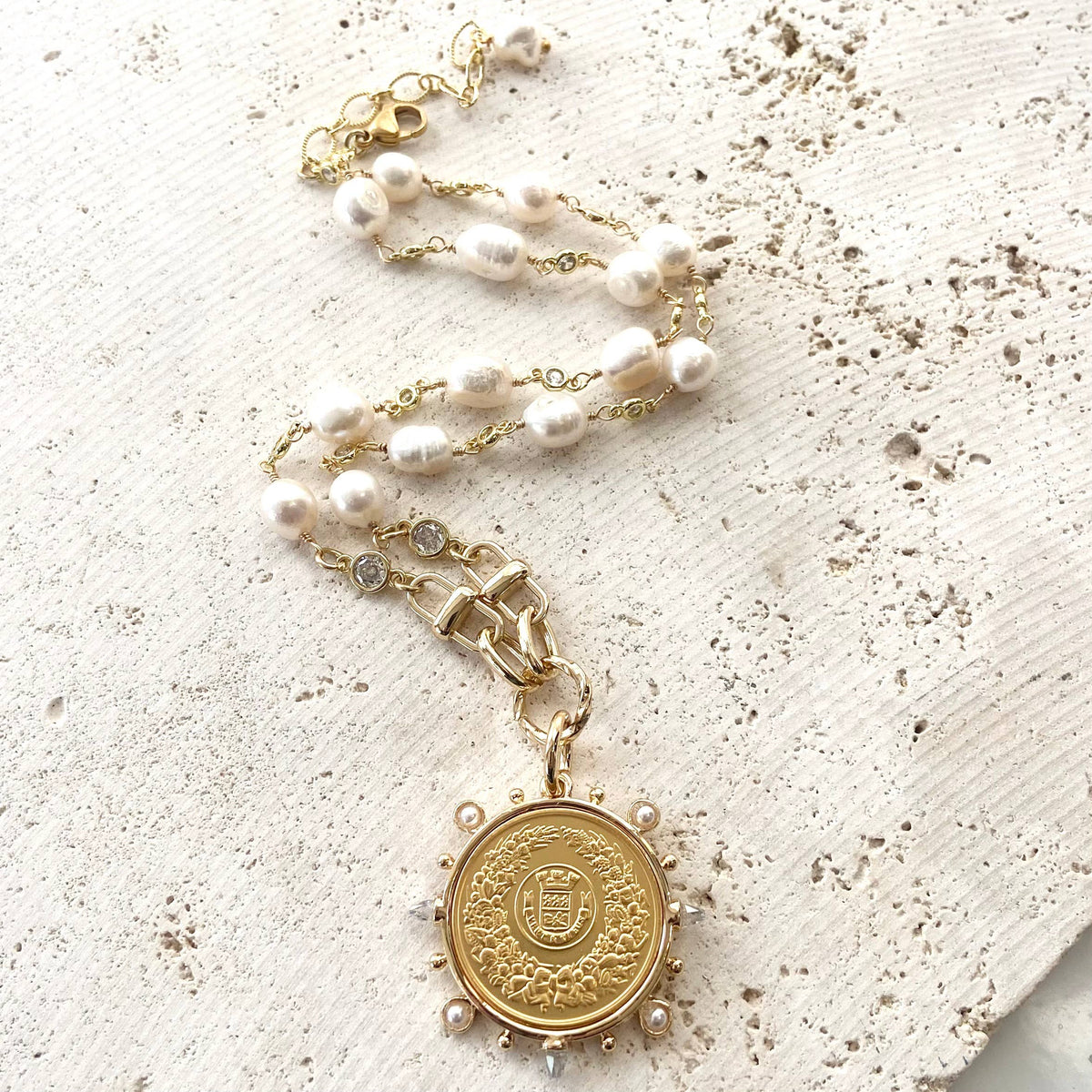 The Adeline French Coin & Pearl Necklace