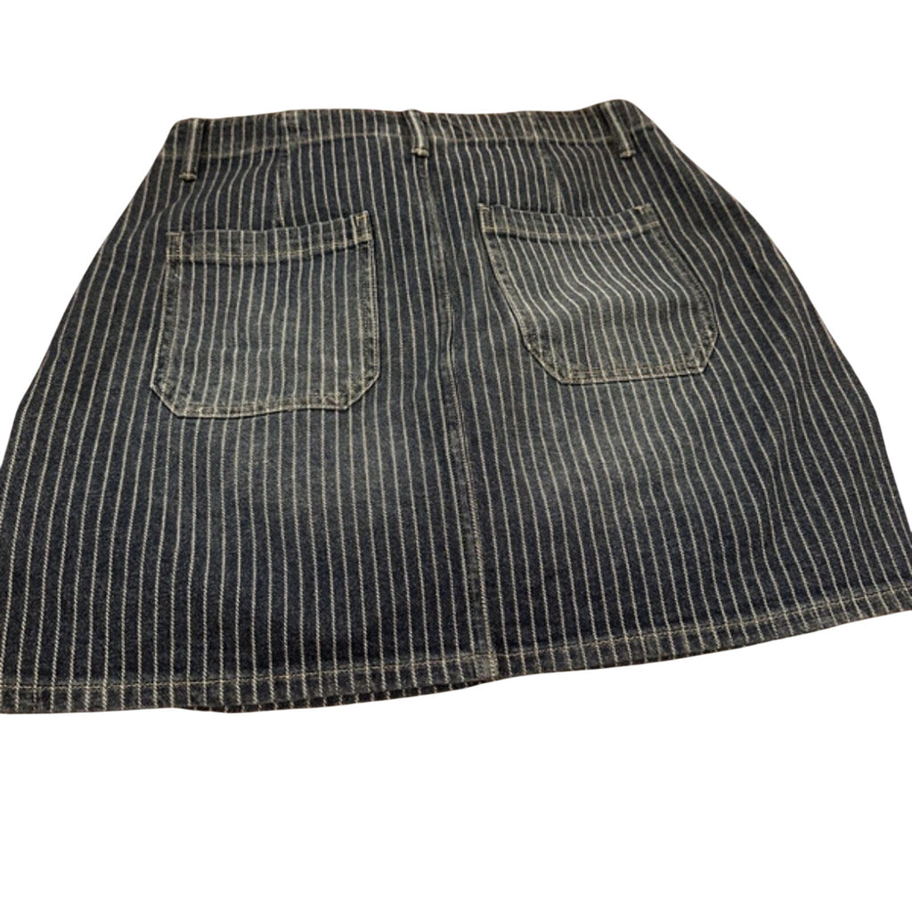 ON 34TH Women's Blue/White Striped Denim Mini Skirt Pockets Button 10/30