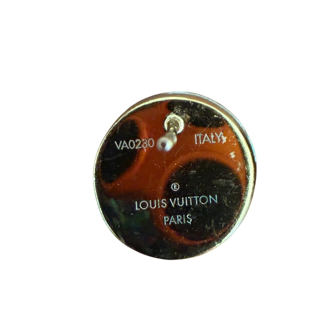 Louis Vuitton Two-Tone LV Logo Round Stud Earrings Gold Silver w/ Box Pouch