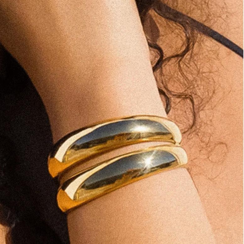 The Camille Bangle – 18K Gold Non-Tarnish Layered Round Bangle