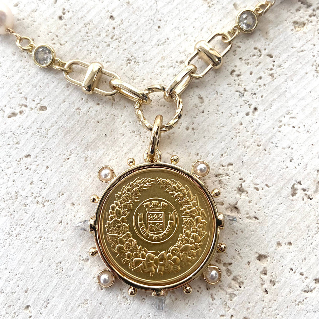 The Adeline French Coin & Pearl Necklace