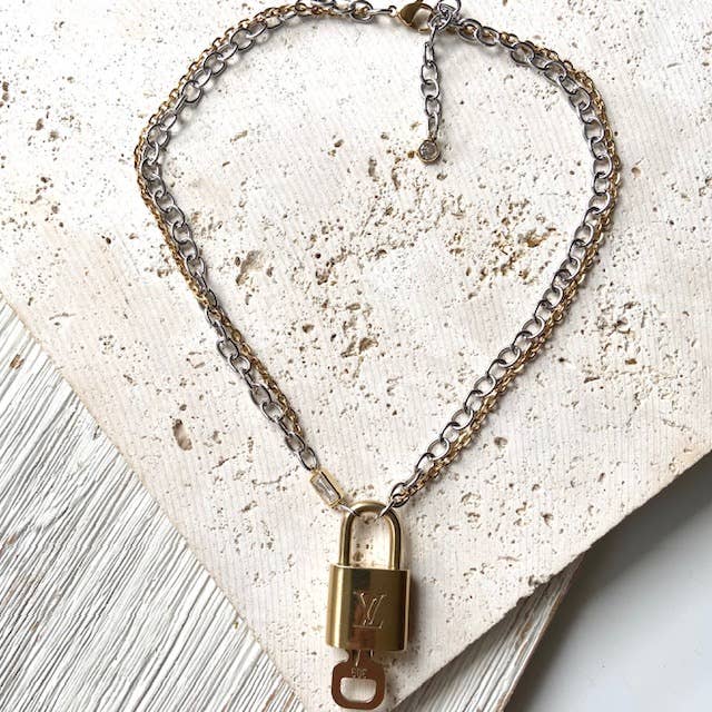 The Georgian Necklace — Repurposed LV Lock Mixed Metal Necklace