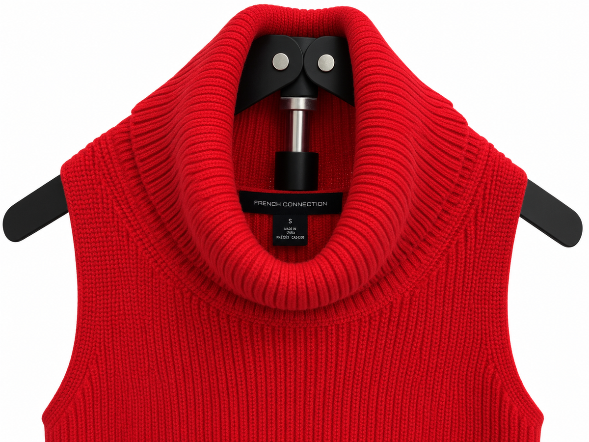 French Connection Red Sleeveless Cowl Neck Knit Tunic – Size Small